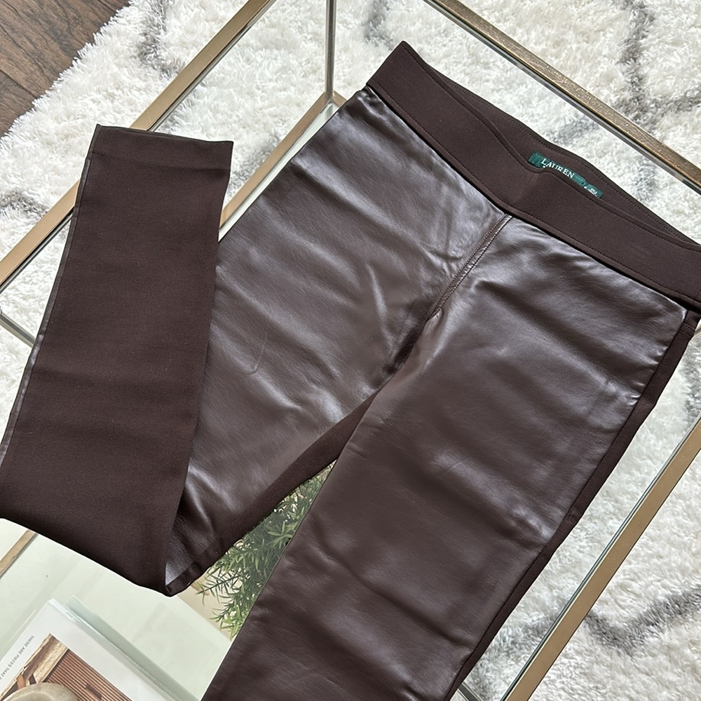 Ralph Lauren faux leather espresso brown pants ✨ NWOT